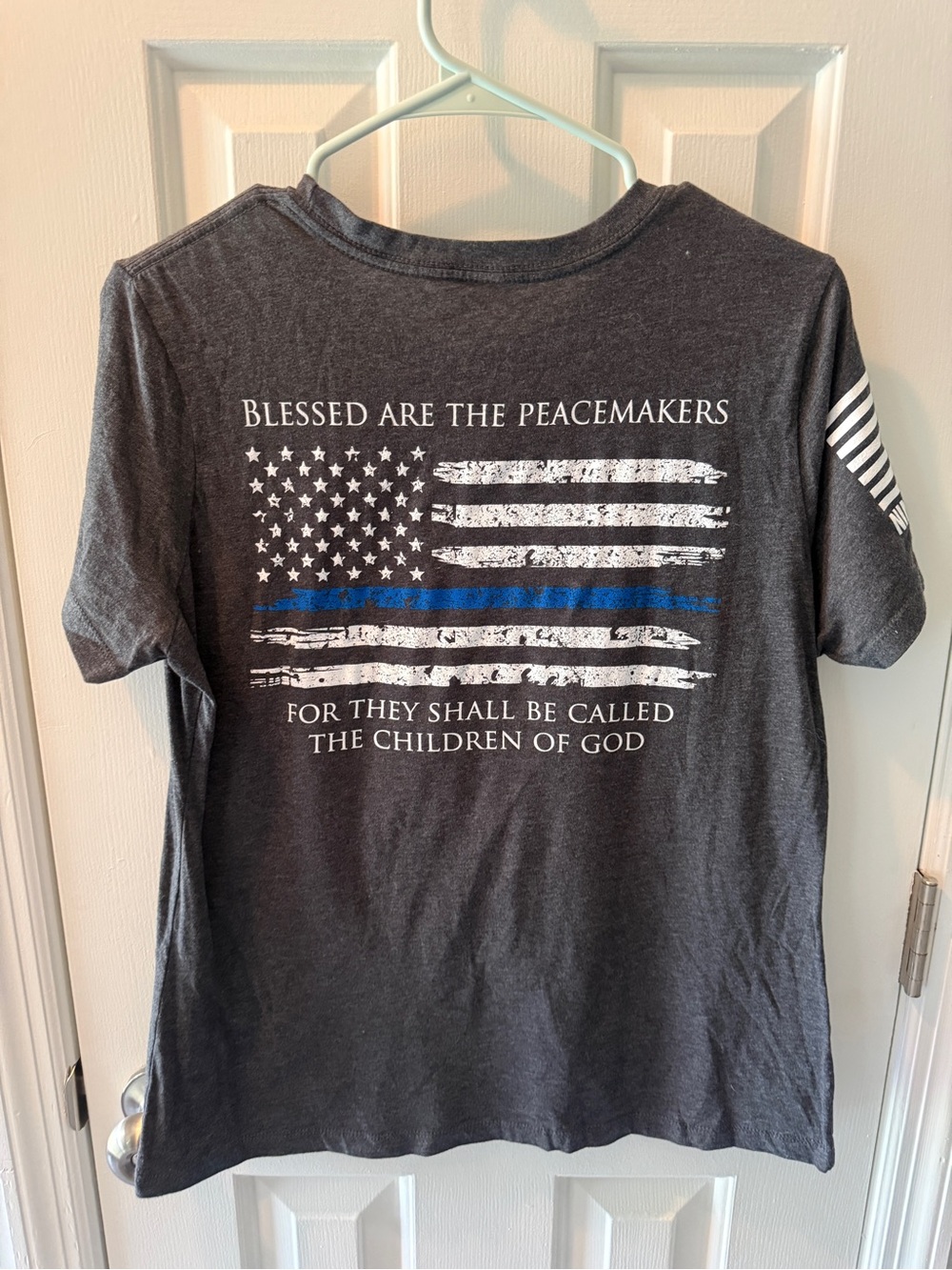 Blessed Are The Peacemakers Graphic Tee - Charcoal Blue Line